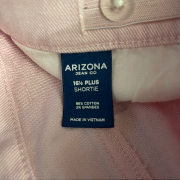 Arizona Jean Co. Shortie Shorts Adjustable Waistband Stretch 16 1/2 Plus Pink - Picture 5 of 10